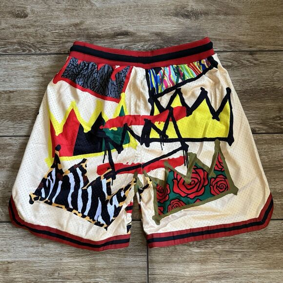 Crown Print Athletic Ball Shorts Men's Multicolor Large Historian Threads - Picture 3 of 9